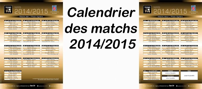 Top 14 calendrier des rencontres