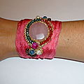 a) Pierre fine - Manchette / Embroidered Cuff bracelet