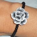 t) Collier, Bracelet, Bague 'Rose et perles'