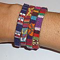 e) Bracelet en cuir tissé