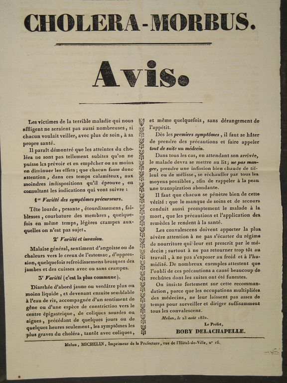 Choléra morbus de 1832 - Une Part de Brie, le blog