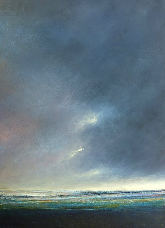 horizon elevation 65 , juin 2016, pastel à l'huile, 30 x 40 cm