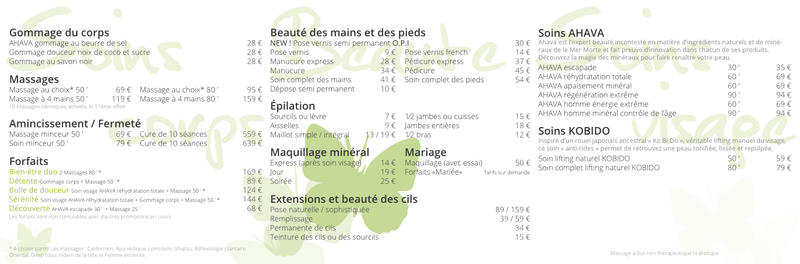 Tarifs le SPA de Mélanie (1)