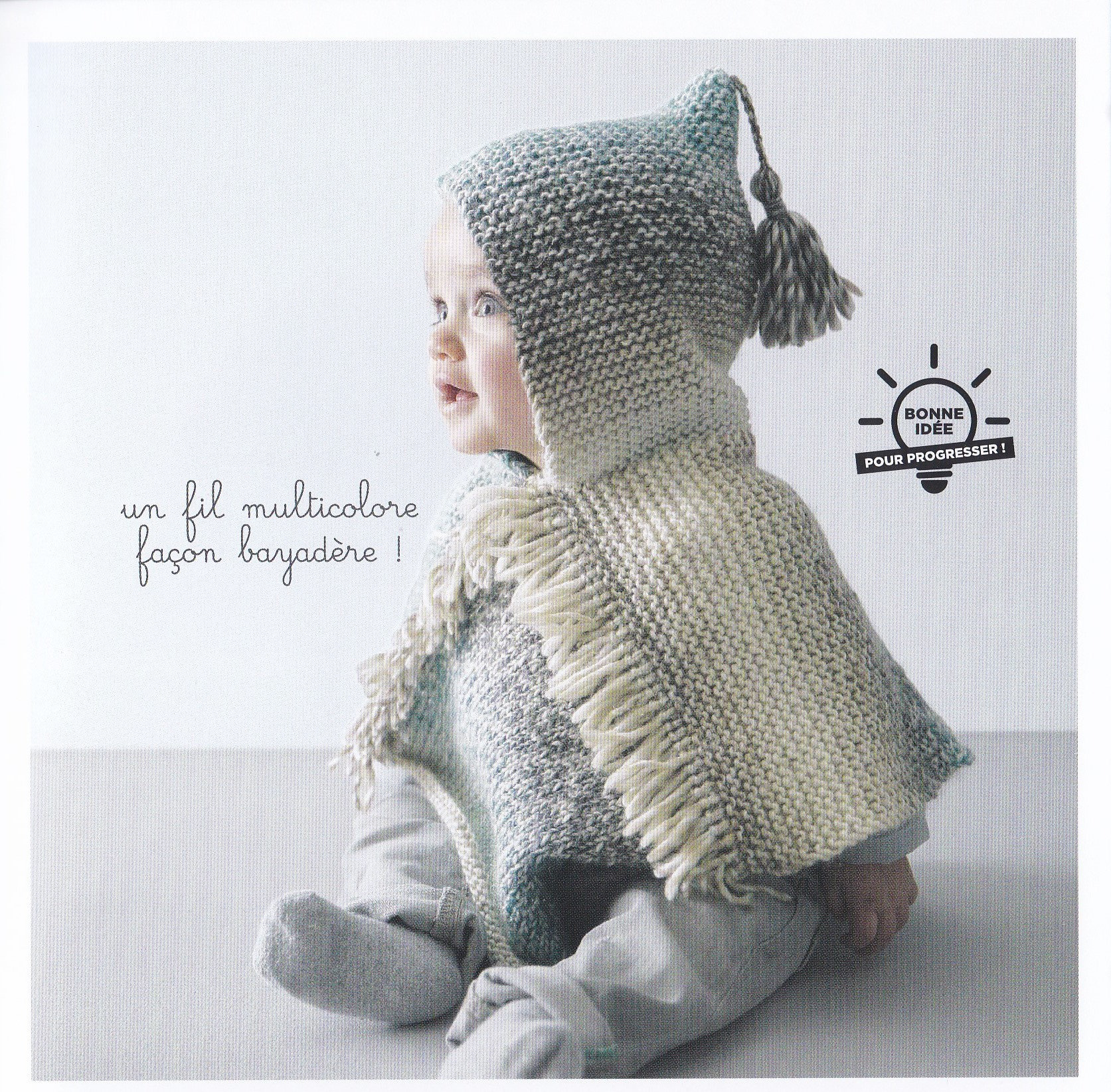 Poncho à capuche bébé Phil Mikado Roses et ses laines