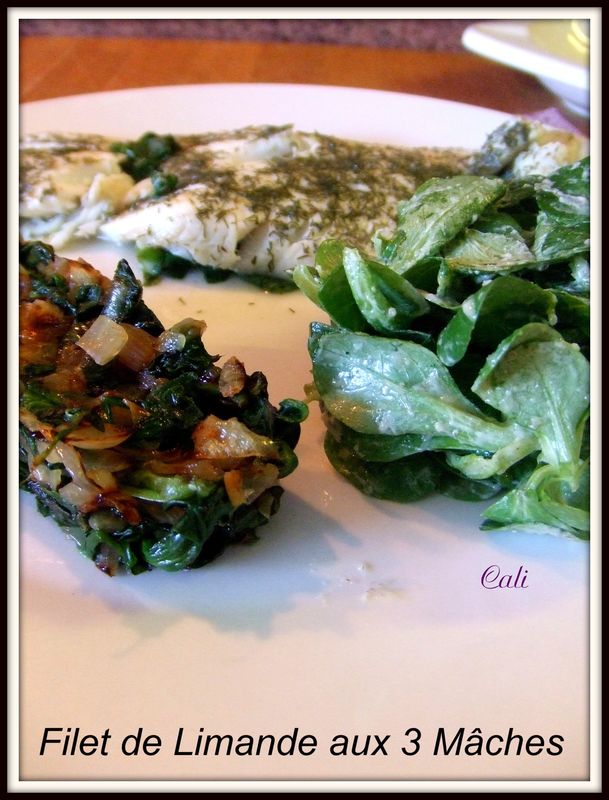 FILET DE LIMANDE AUX TROIS MÂCHES FILETE DE LIMANDA A LAS TRES HIERBAS DE LOS CANONIGOS