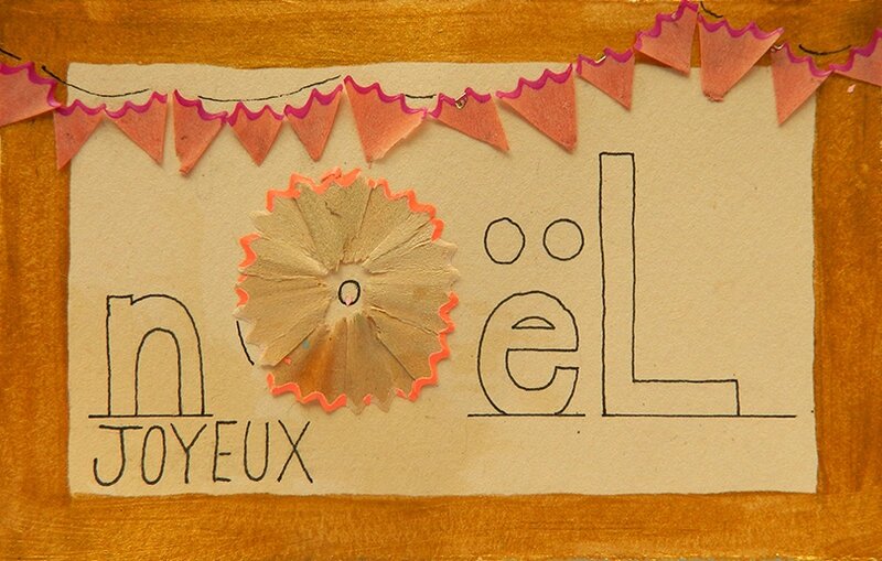 carte de voeux,carte noel,idee activite enfant,recyclage,copeaux de crayon,carte,noel,enfant,tuto,diy1 blog
