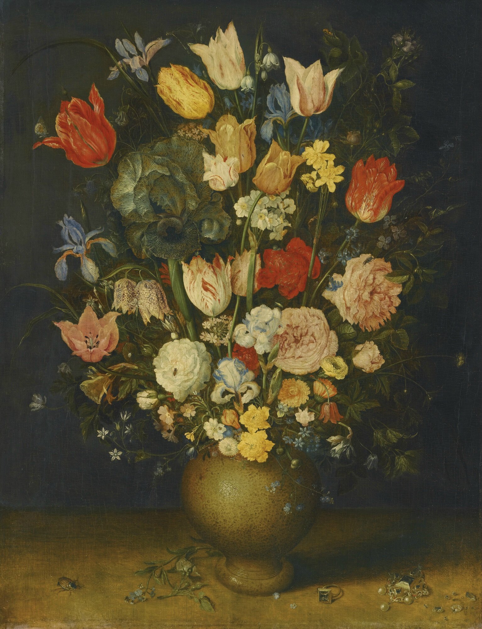     Jan I. Brueghel: Květinové zátiší (ze sbírky Julia Kiena), olej na dubové desce, 67 x 51 cm 