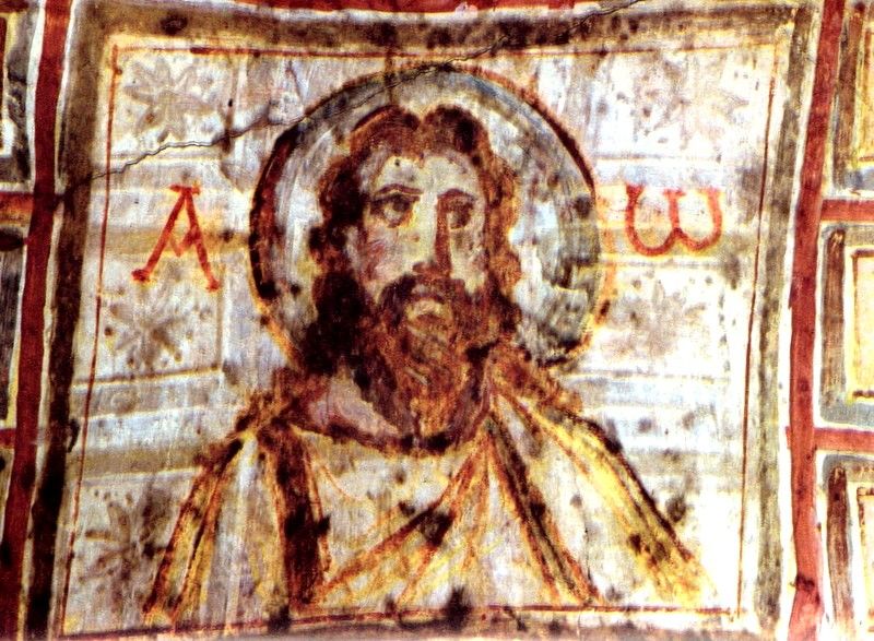 Première représentation connu du Christ avec une barbe, Catacombe de Commodile à Rome, IVem siècle. dans images sacrée 48276619