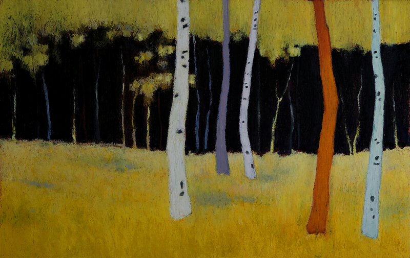 La clairière modif mars 2018, pastel à l'huile, 48 x 32 cm