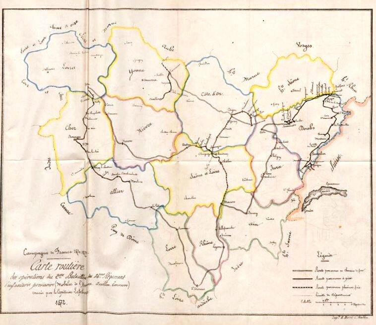 carte routière 1870