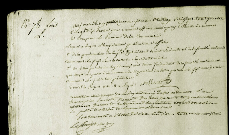 Le 14 mai 1790 à Mamers : enregistrement de lois.