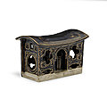 vA rare chocolate-brown-glazed pillow, Jin Dynasty (1115-1234)