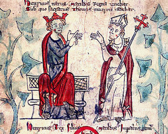 Le roi Henri II et Thomas Becket, extrait de Chronicle of England, de Peter of Langtoft