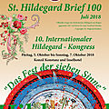10° congresso internacional sobre hildegarda de bingen / 10. internationaler hildegard - kongress, 05 à 07 de outubro de 2018, a
