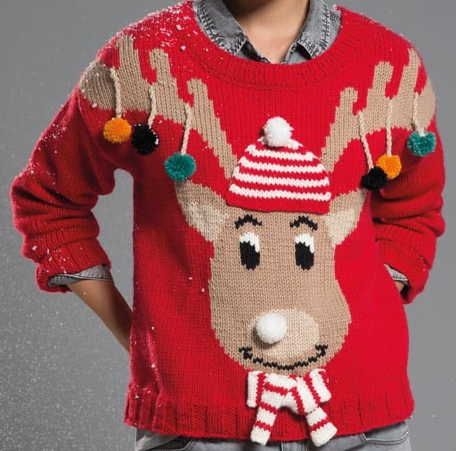 Pull Noël femme (renne) - les tricots de Gigi
