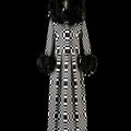 Homage to Vasarely, 1965. By Roberto Capucci (Italian, b. 1930). Rue Cambon Atelier Paris. Dress, black and white woven satin ribbons, ‘optical’ effect, black plumes. Claudia Primangeli / L.e C. Service. Courtesy of the Philadelphia Museum of Art