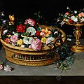 Jan brueghel the younger (1601 antwerp - 1678 ibid.), basket with flowers and tazza