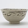 Bowl with design of floral spray, Vietnam, Trần dynasty, 14th century
