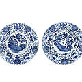 A pair of large blue and white dutch-market armorial dishes, kangxi period (1662-1722)