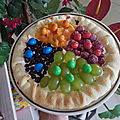Tarte sablée croquante multicolore aux fruits et m&m's, bataille food #70