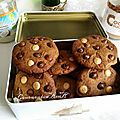 Cookies au sucre et beurre de coco aux trois chocolats
