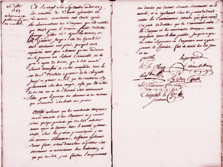 26 septembre 1789 à Bonnétable: déplacement du marché au beurre et police dudit marché.