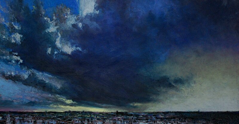 horizon elevation 54, fev 2016, pastel à l'huile, 64 x 34 cm