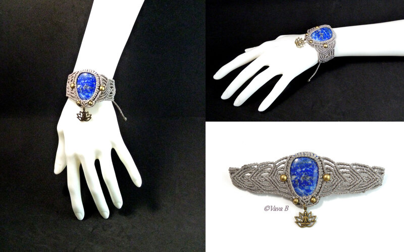 1 BRACELET MACRAME GRIS LAPIS