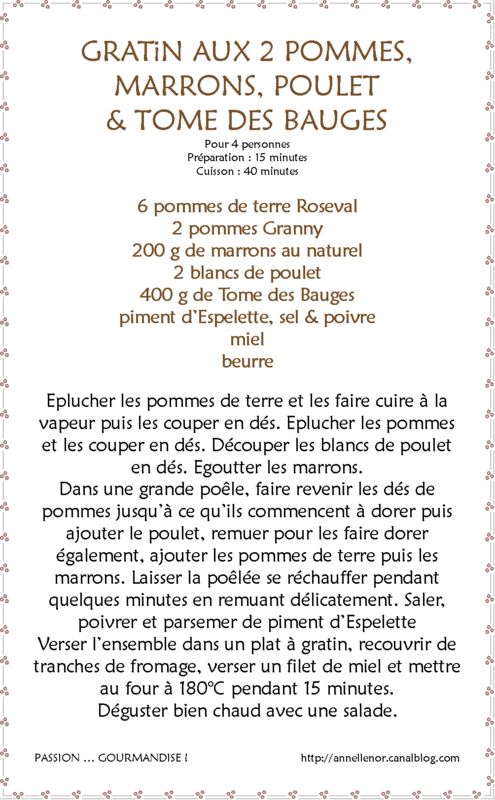 Gratin aux 2 pommes, marrons, poulet & tome des Bauges_fiche