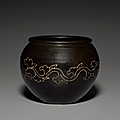 An unusual incised dark brown-glazed jar, Jin-Yuan dynasty (1115-1368)
