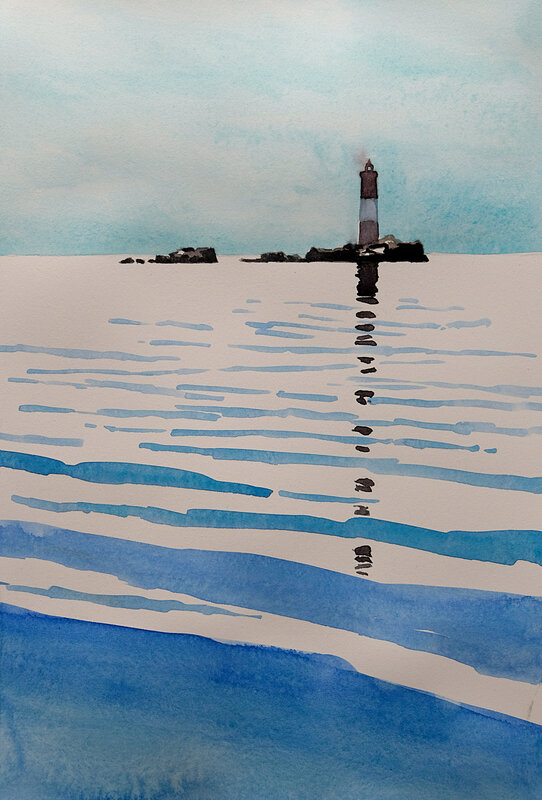 les cardinaux, aquarelle 15 juillet 2018