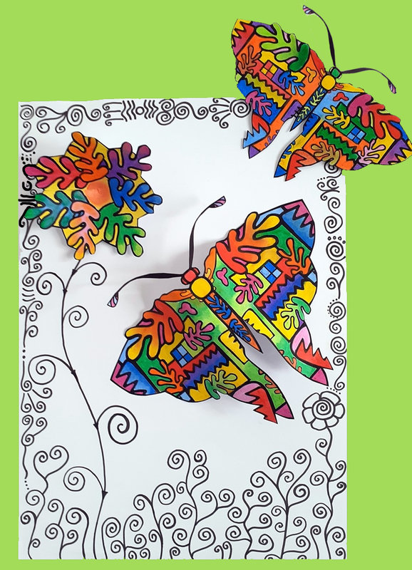 429-Fleurs Printemps- Papillon Matisse (47c)