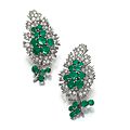 Pair of emerald and diamond brooches, suzanne belperron, 1960s