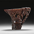 A fine rhinoceros horn libation cup, Qing dynasty, 17th/18th century