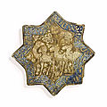 A lustre and cobalt-blue pottery star tile, kashan, central iran, 13th century