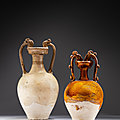 Two pottery 'amphora' vases, Tang dynasty