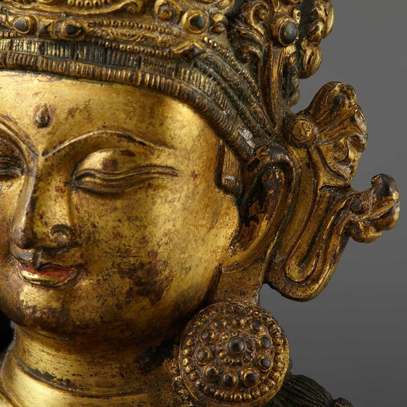 Sino-Tibetan Gilt-Bronze Seated Avalokesvara4