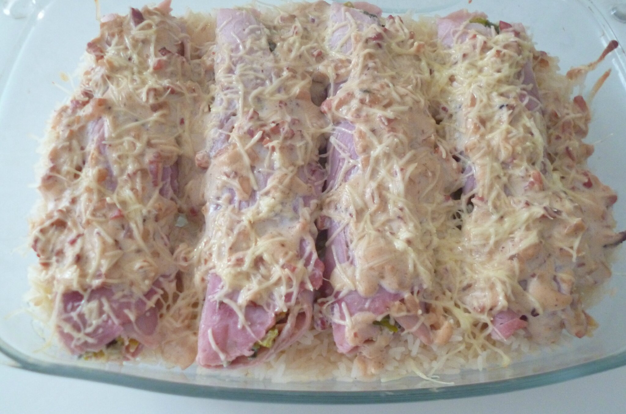 Gratin de jambon blanc farci aux poireaux et à la ricotta Les délices de Dida