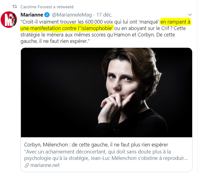 CarolineFourest-MelenchonRampeALaManifContreLIslamophobie