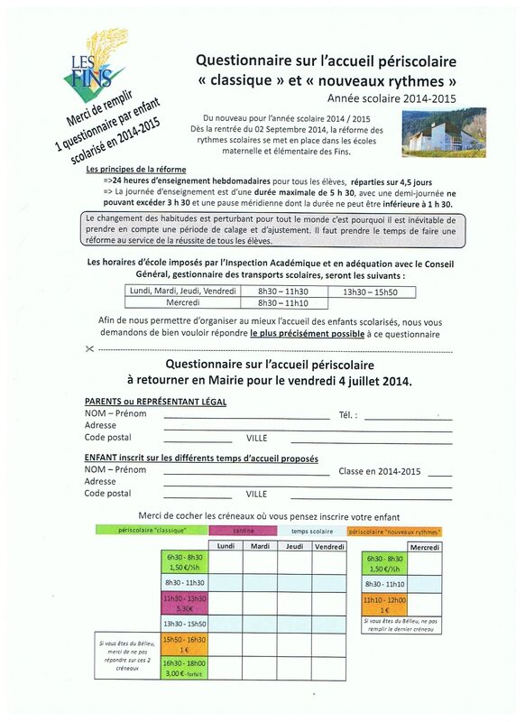 questionnaire rythmes scos