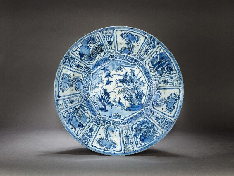 A large blue and white 'Kraak' 'geese and lotus' charger Ming dynasty, Wanli period