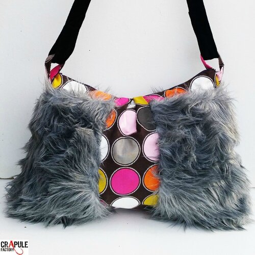 Sac yeti fausse fourrure original grossepastille multicolores CrApule FActOry