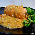 Ballotine de saumon, sauce aux crevettes