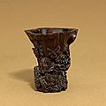 A carved aloeswood brush pot, bitong, late ming-early qing dynasty, 17th-18th century