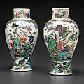 A pair of large famille verte vases, kangxi period (1662-1722)