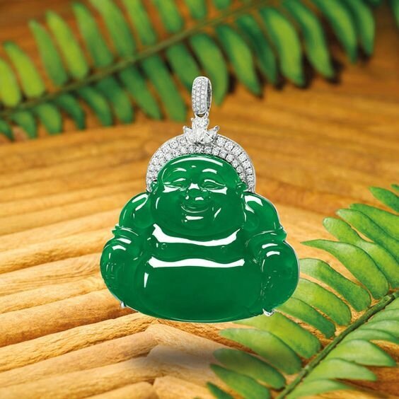 Diamond jade buddha on sale pendant