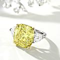 Fancy vivid yellow diamond and diamond ring