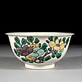 A famille verte porcelain bowl, qing dynasty, kangxi mark and period (1662-1722) 