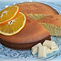 Gâteau à l'orange, au chocolat blanc et amandes