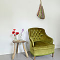 Fauteuil ancien velours vert